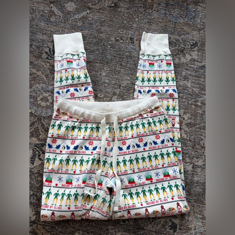 Buddy the elf Hanna andersson pajamas bottoms size xs 100% organic cotton